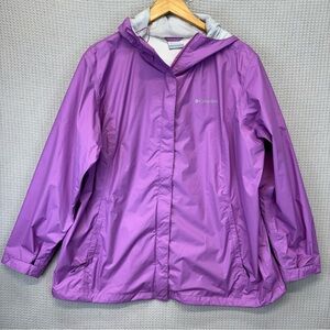 Columbia Arcadia II Omni-Tech Rain Jacket with Hood, Women's 2X Plum Purple